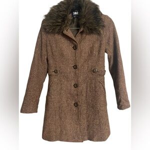 l.e.i jacket/coats for women’s color brown,size: M